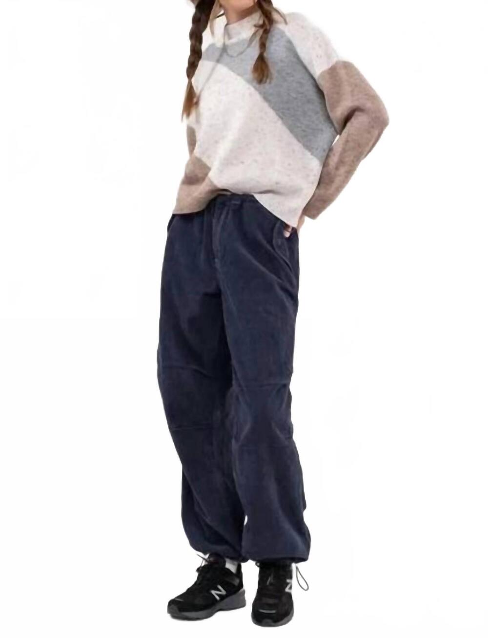 NEW BLU PEPPER diagonal stripe knit sweater in grey